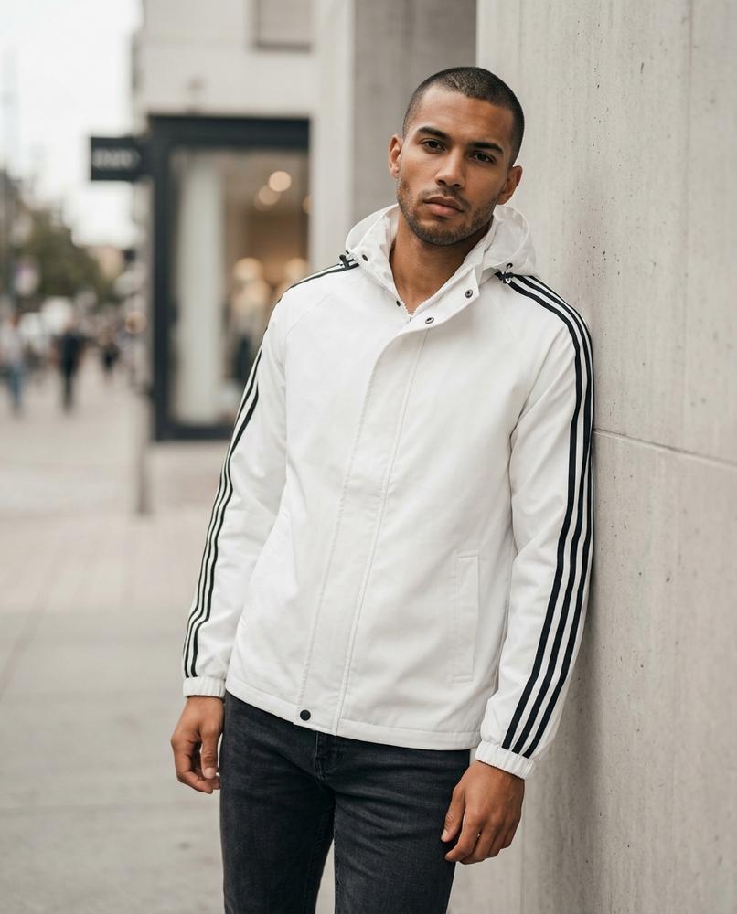 Unisex Jacket – Zetal, Attached hood, Striped print – Tilly Outlet