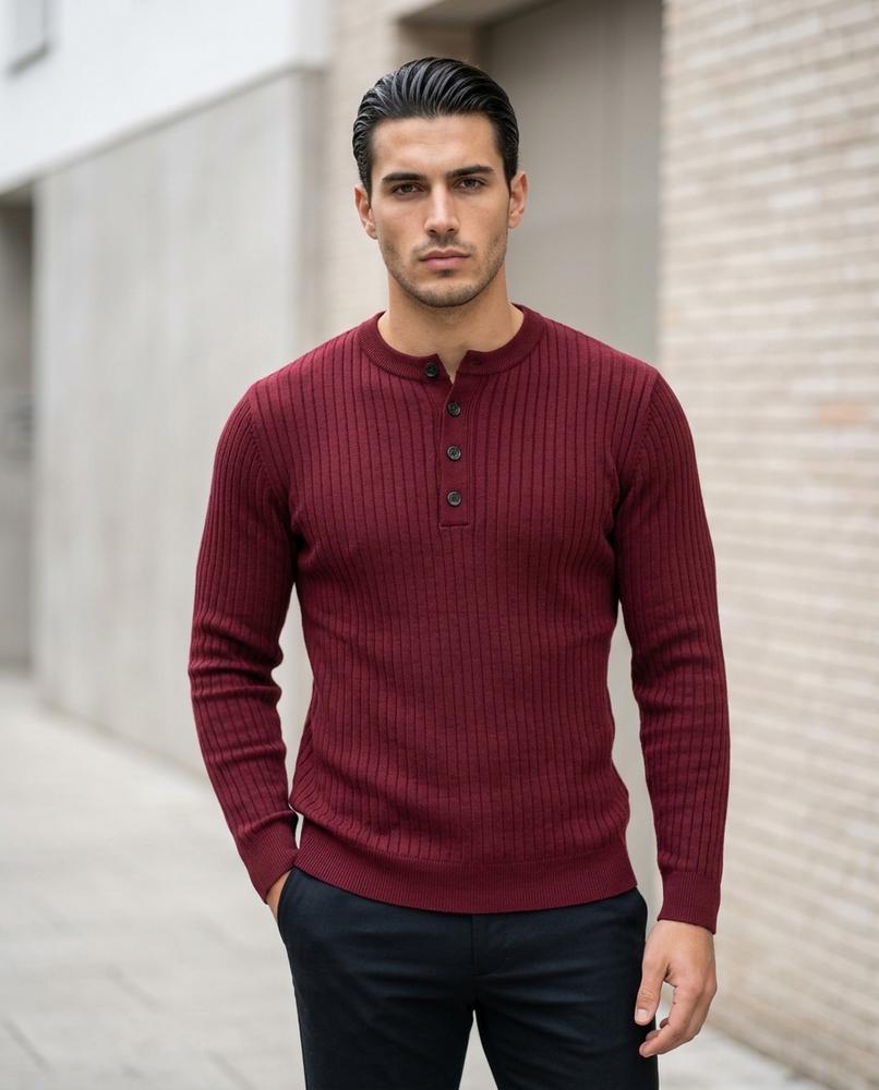 Men's Sweater – Laran, Ribbed texture, Button details – Tilly Outlet