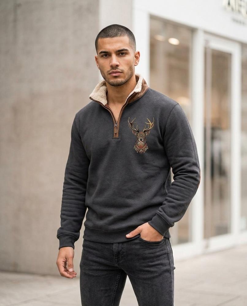 Men's Sweater – Elram, Fleece lining, Printed design – Tilly Outlet