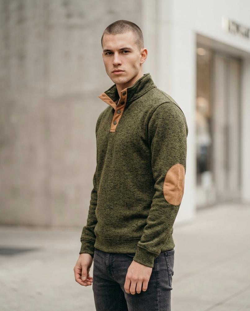 Men's Sweater – Arsin, Button detailing, Knit texture – Tilly Outlet