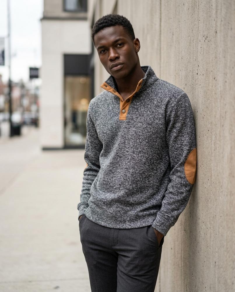 Men's Sweater – Arsin, Button detailing, Knit texture – Tilly Outlet
