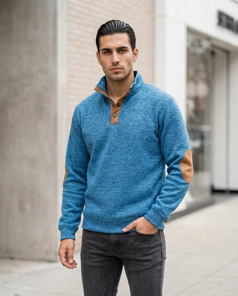 Men's Sweater – Arsin, Button detailing, Knit texture – Tilly Outlet