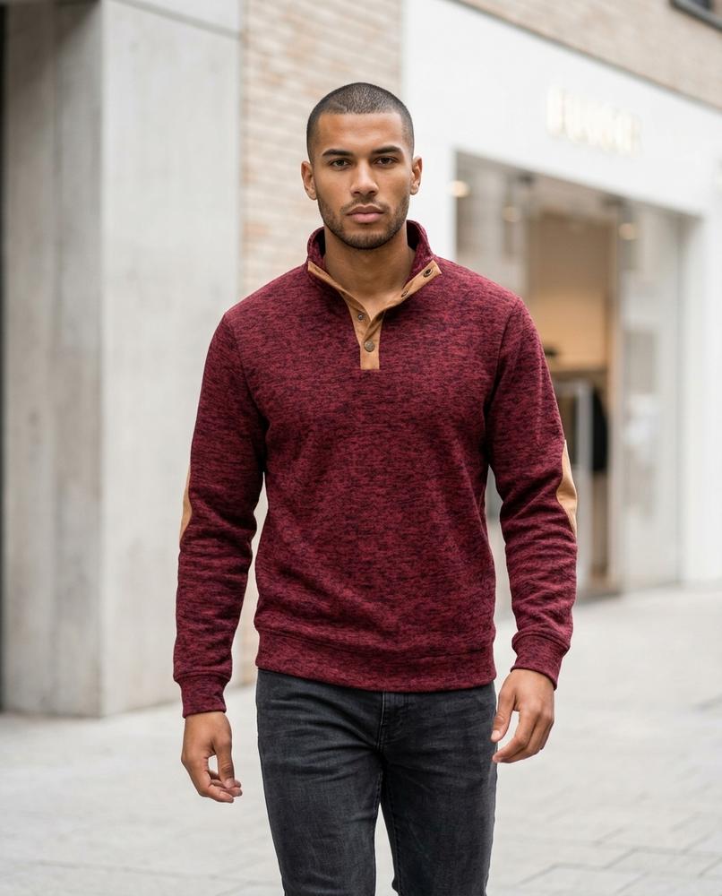 Men's Sweater – Arsin, Button detailing, Knit texture – Tilly Outlet