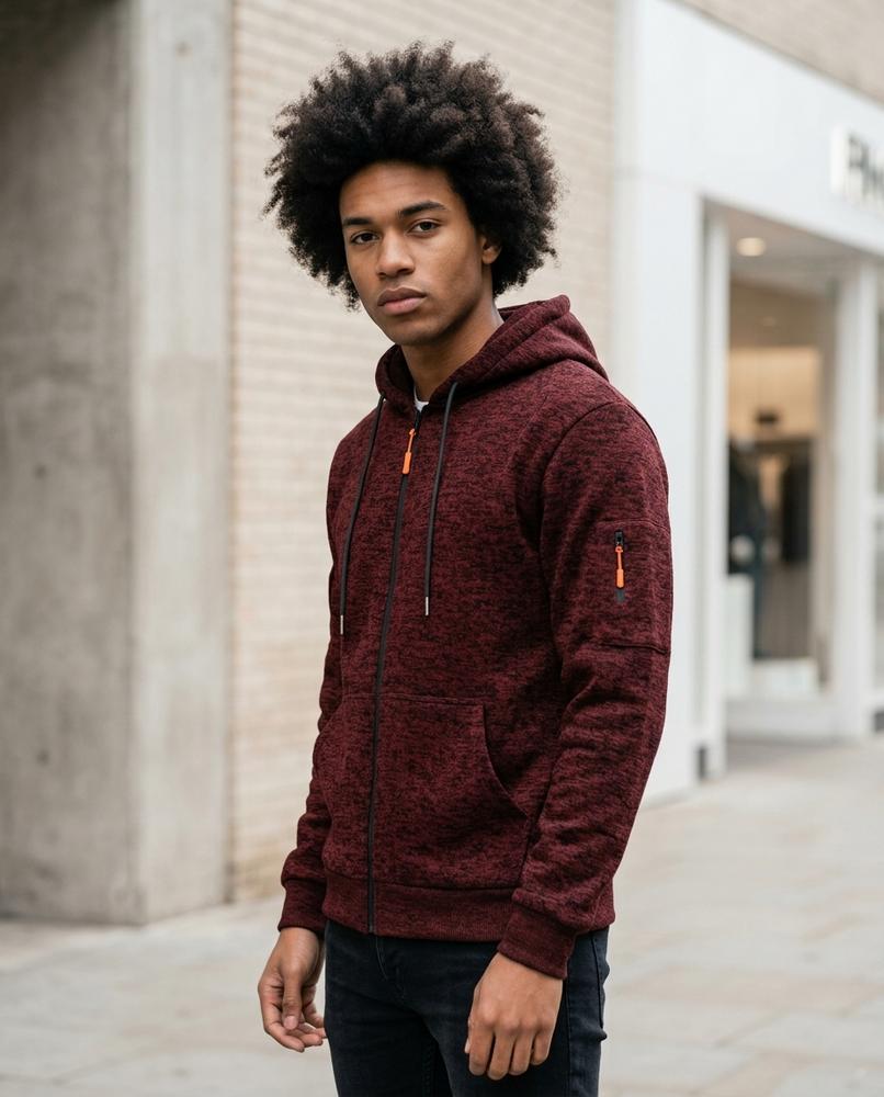 Men's Hoodie – Zevel, Fleece lining, Textured fabric – Tilly Outlet