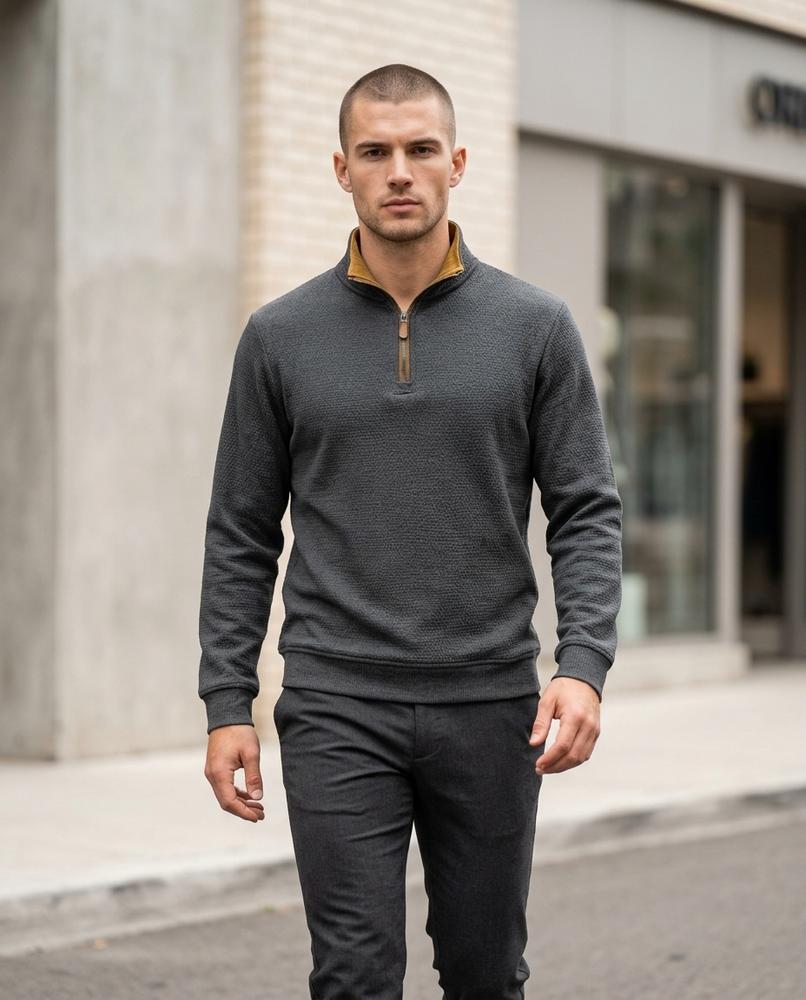 Men's Sweatshirt – Lolen, Fleece lining, Textured fabric – Tilly Outlet