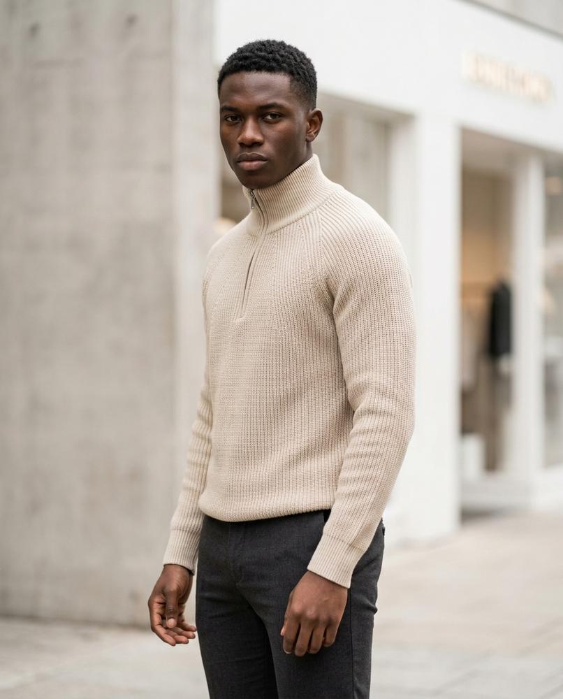 Men's Sweater – Danal, Textured fabric, A zipper closure – Tilly Outlet
