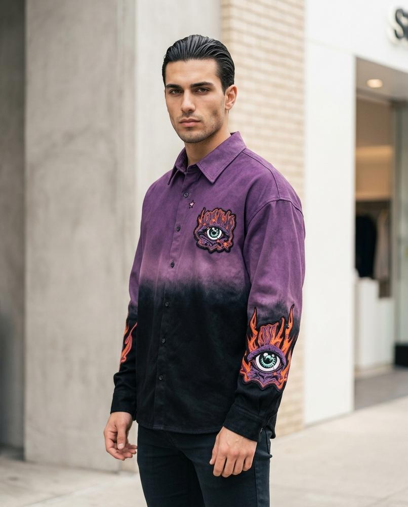 Unisex Button-Up Shirt – Misil, A graphic print – Tilly Outlet