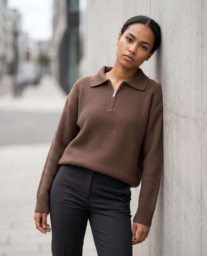 Unisex Sweater – Tisol, Knit texture, A zipper closure – Tilly Outlet