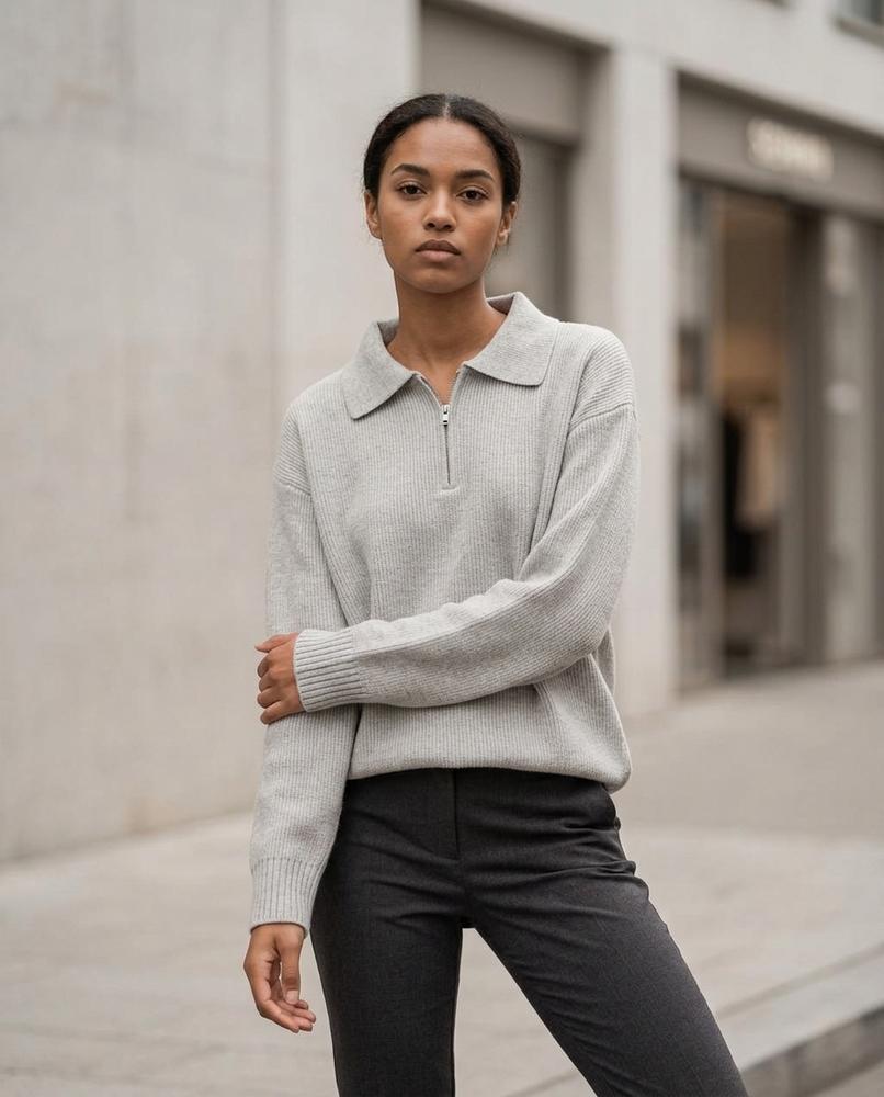 Unisex Sweater – Tisol, Knit texture, A zipper closure – Tilly Outlet