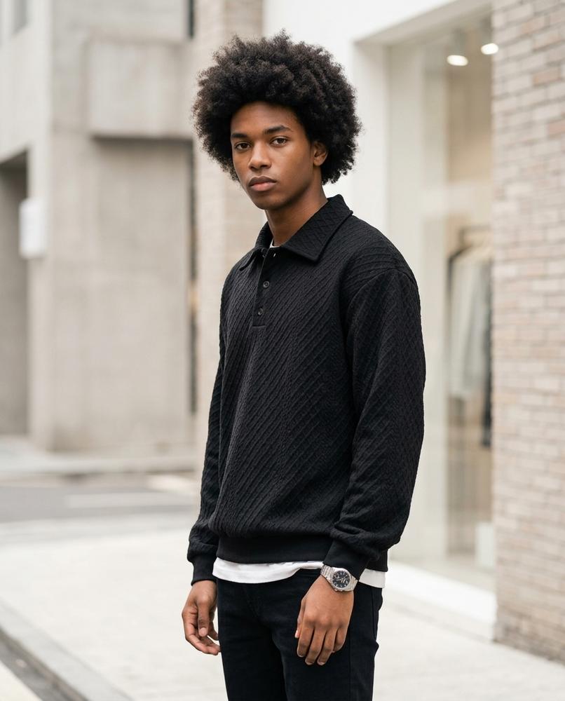 Men's Sweater – Nihal, Textured fabric, A slim fit – Tilly Outlet