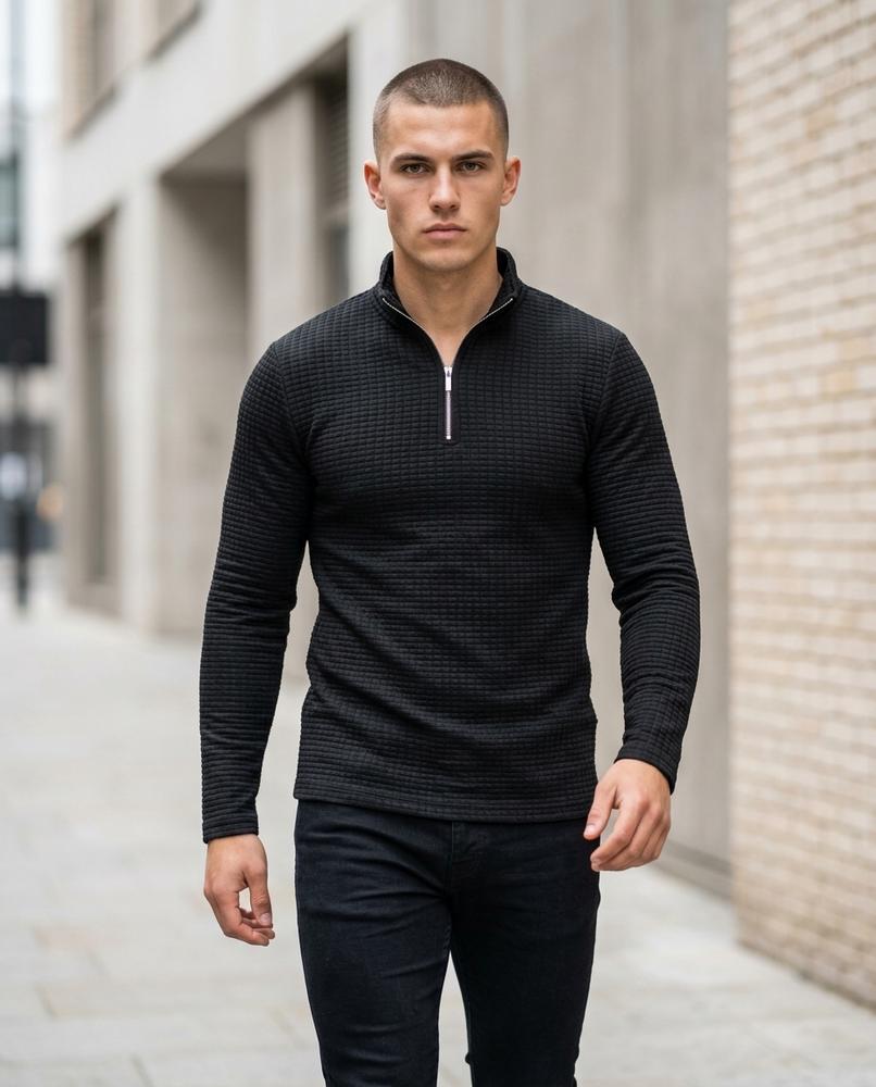 Men's Sweater – Almar, Textured fabric, A zipper closure – Tilly Outlet