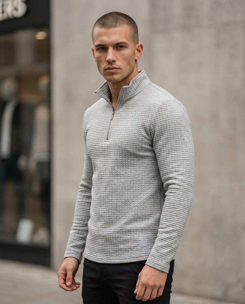 Men's Sweater – Almar, Textured fabric, A zipper closure – Tilly Outlet