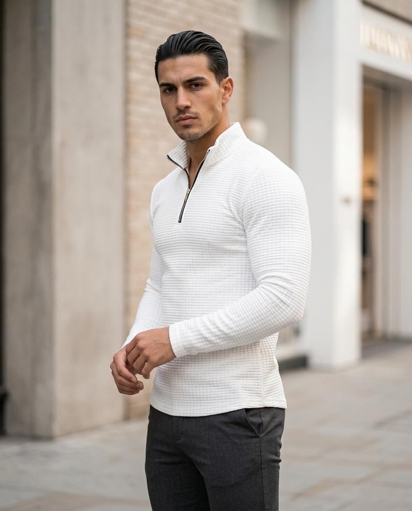 Men's Sweater – Almar, Textured fabric, A zipper closure – Tilly Outlet