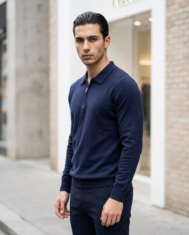 Men's Sweater – Arvar, Knit texture, A zipper closure – Tilly Outlet