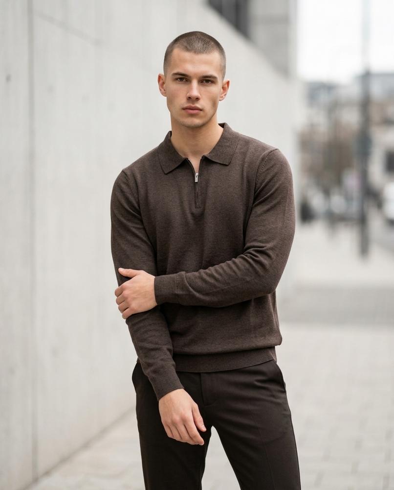 Men's Sweater – Arvar, Knit texture, A zipper closure – Tilly Outlet