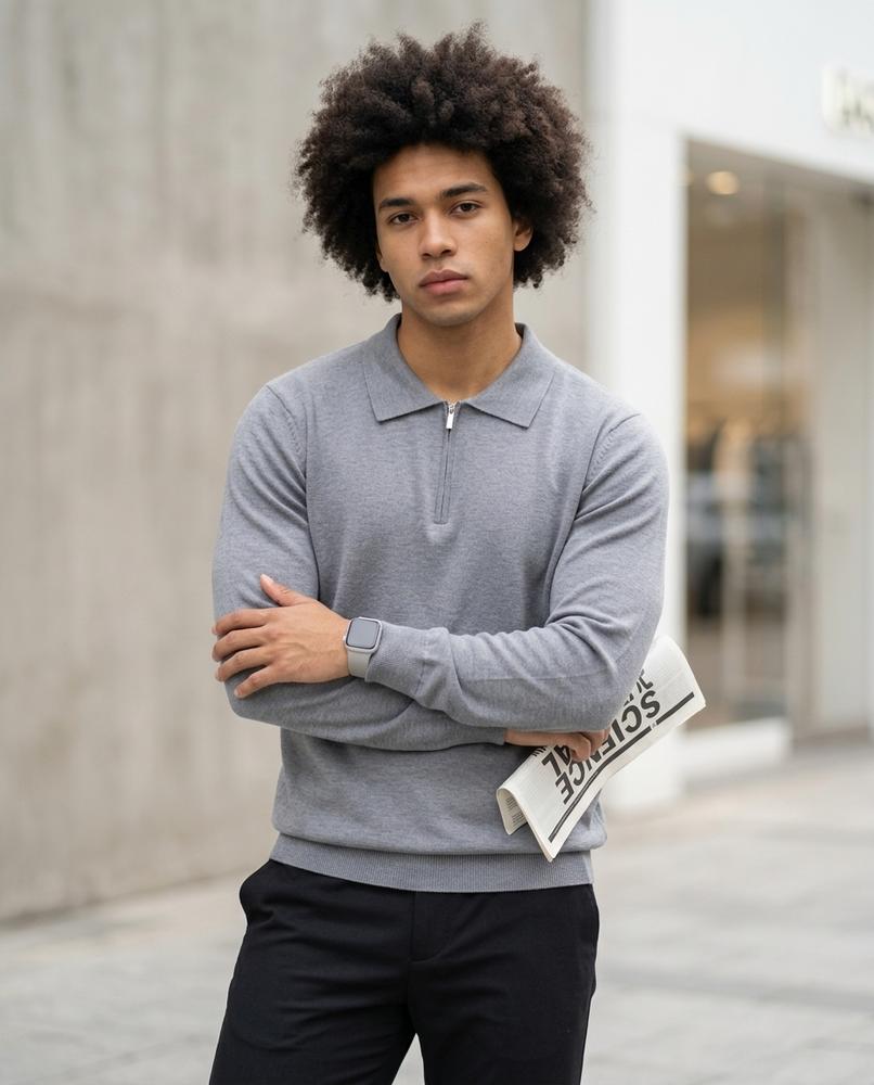Men's Sweater – Arvar, Knit texture, A zipper closure – Tilly Outlet