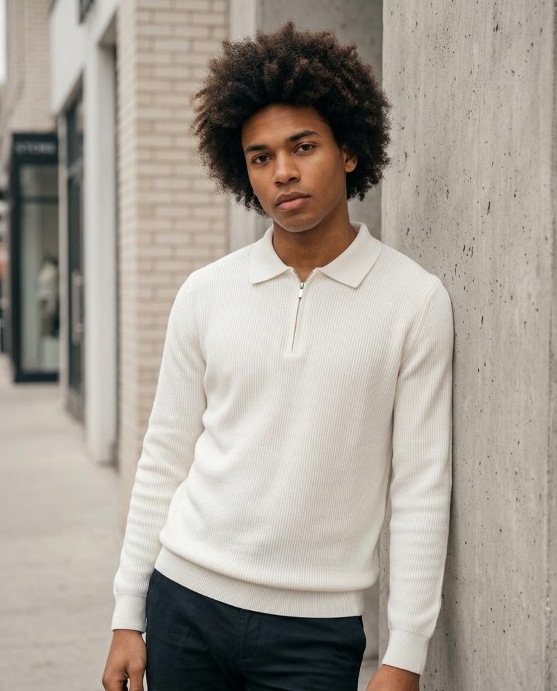 Men's Sweater – Arvar, Knit texture, A zipper closure – Tilly Outlet