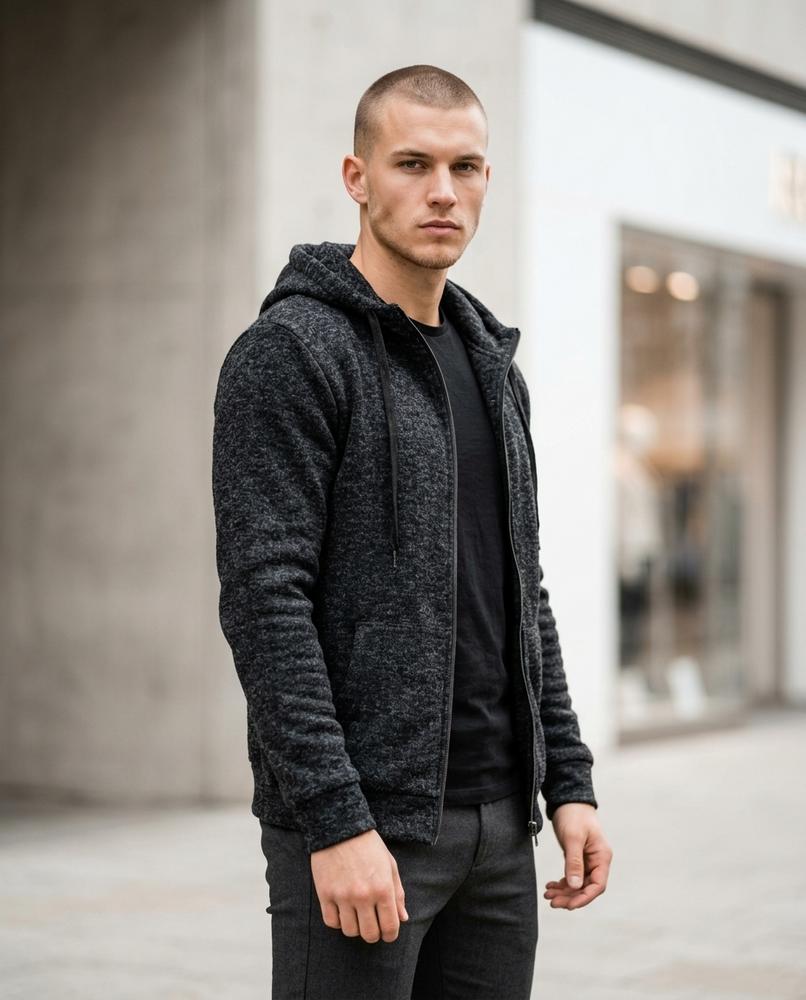 Men's Hoodie – Caser, Fleece lining, An attached hood – Tilly Outlet