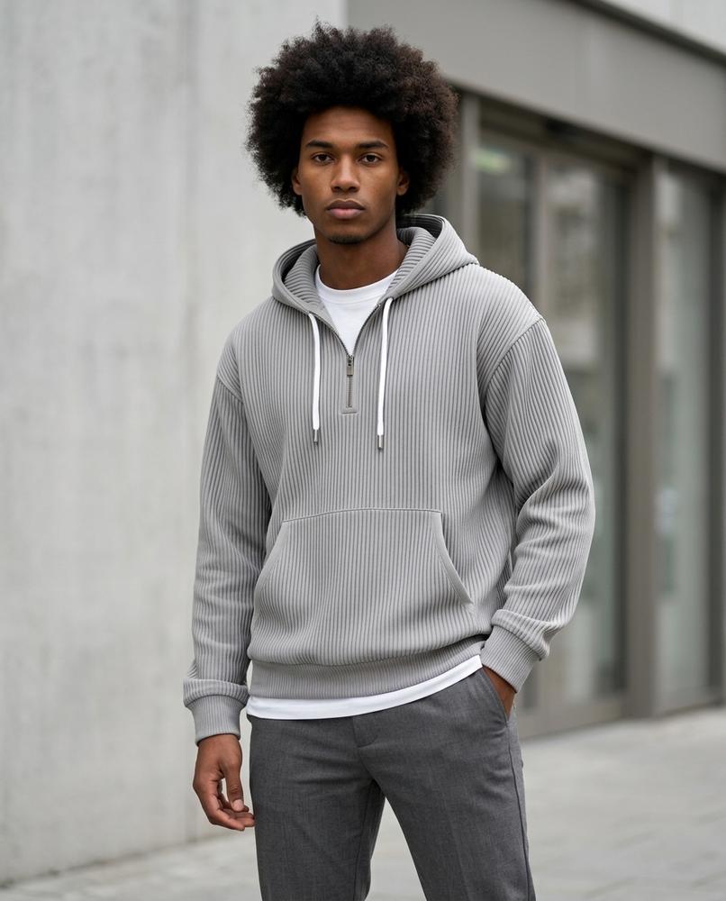 Men's Hoodie – Lesan, Ribbed texture, An attached hood – Tilly Outlet