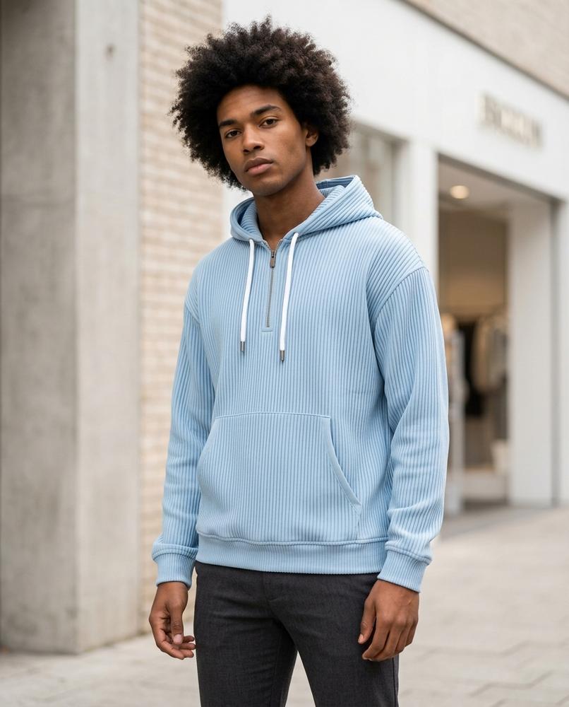 Men's Hoodie – Lesan, Ribbed texture, An attached hood – Tilly Outlet