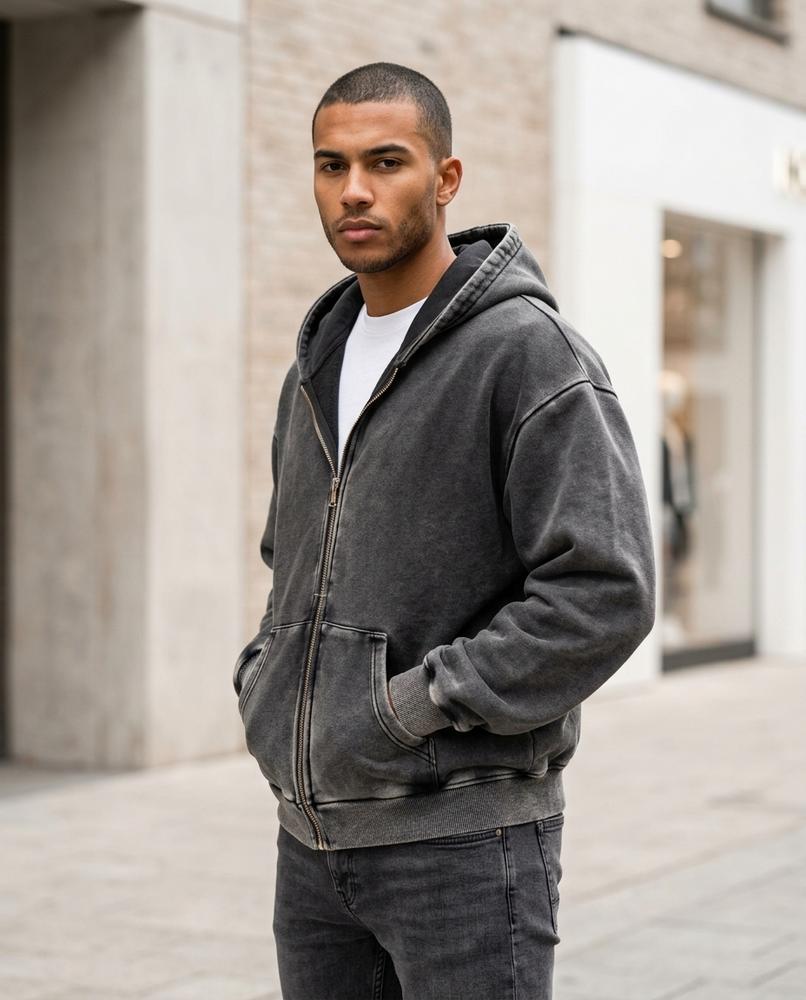 Unisex Hoodie – Camin, A washed finish, Fleece lining – Tilly Outlet
