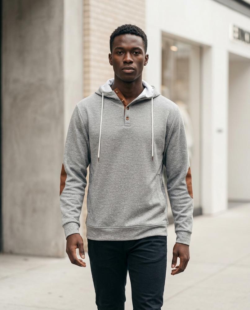 Men's Hoodie – Vator, Button detailing, An attached hood – Tilly Outlet