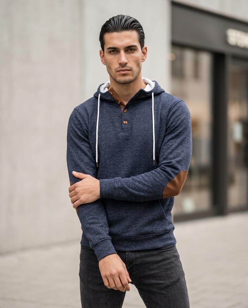Men's Hoodie – Vator, Button detailing, An attached hood – Tilly Outlet