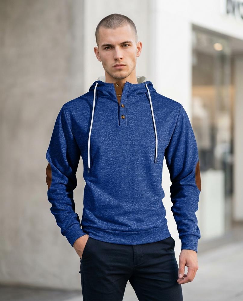 Men's Hoodie – Vator, Button detailing, An attached hood – Tilly Outlet