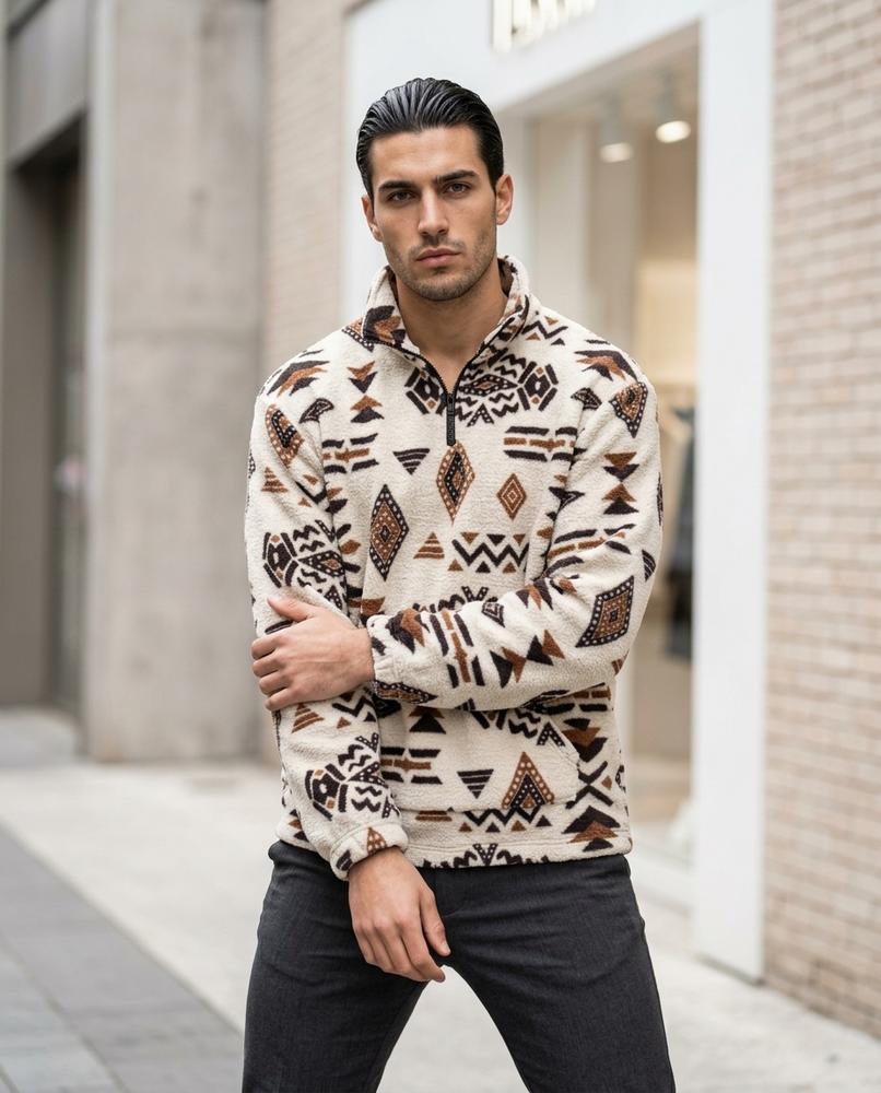 Unisex Sweater – Kamin, Fleece lining, Textured fabric – Tilly Outlet