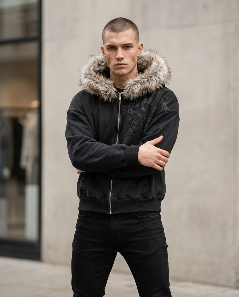Men's Hoodie – Mitor, A graphic print, An attached hood – Tilly Outlet