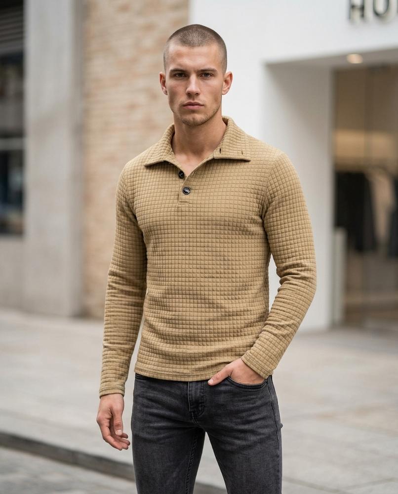 Men's Sweater – Aibus, Button detailing, Textured fabric – Tilly Outlet