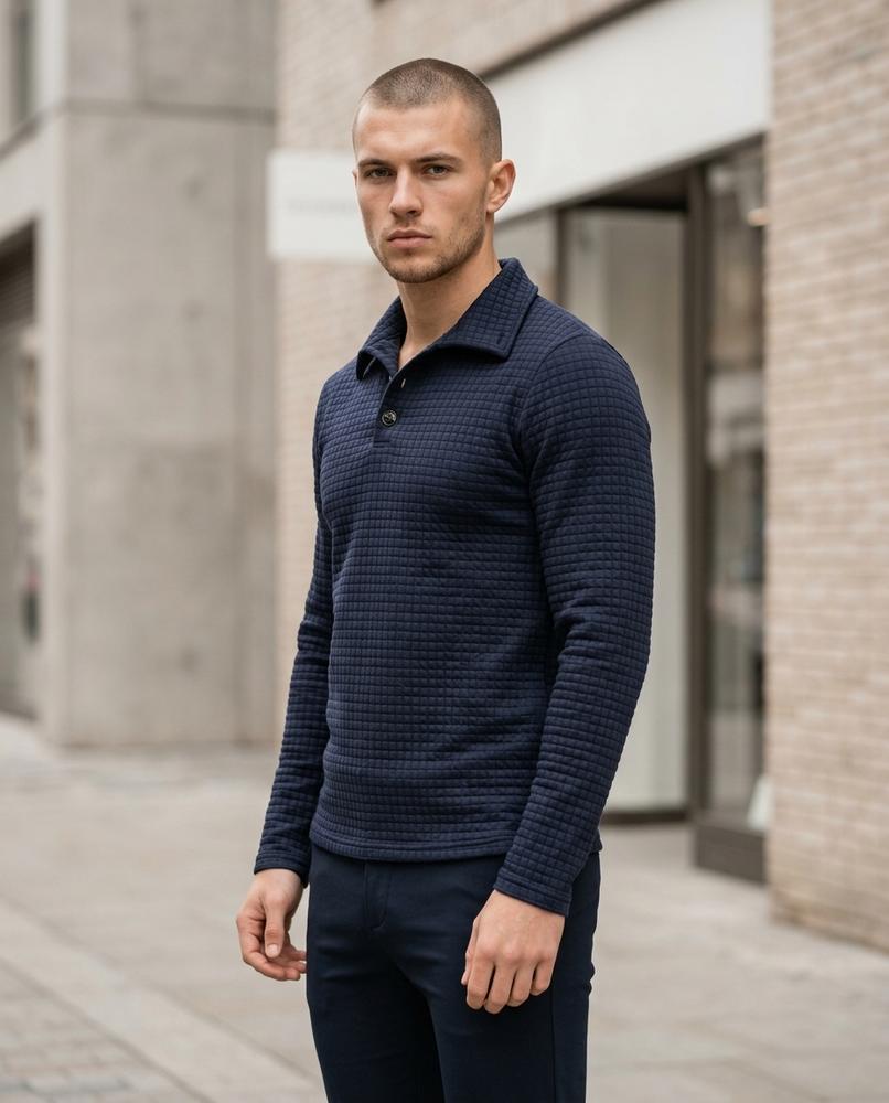 Men's Sweater – Aibus, Button detailing, Textured fabric – Tilly Outlet