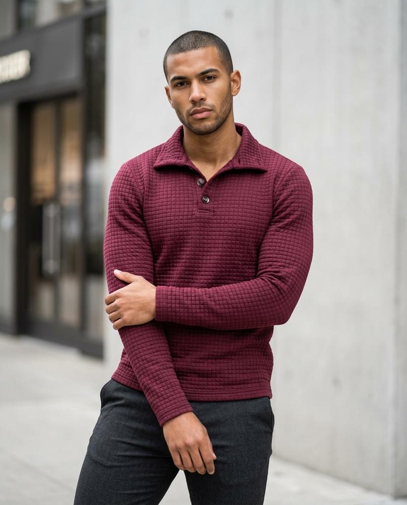 Men's Sweater – Aibus, Button detailing, Textured fabric – Tilly Outlet