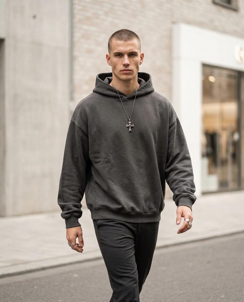 Men's Hoodie – Aalet, Washed finish, Attached hood – Tilly Outlet