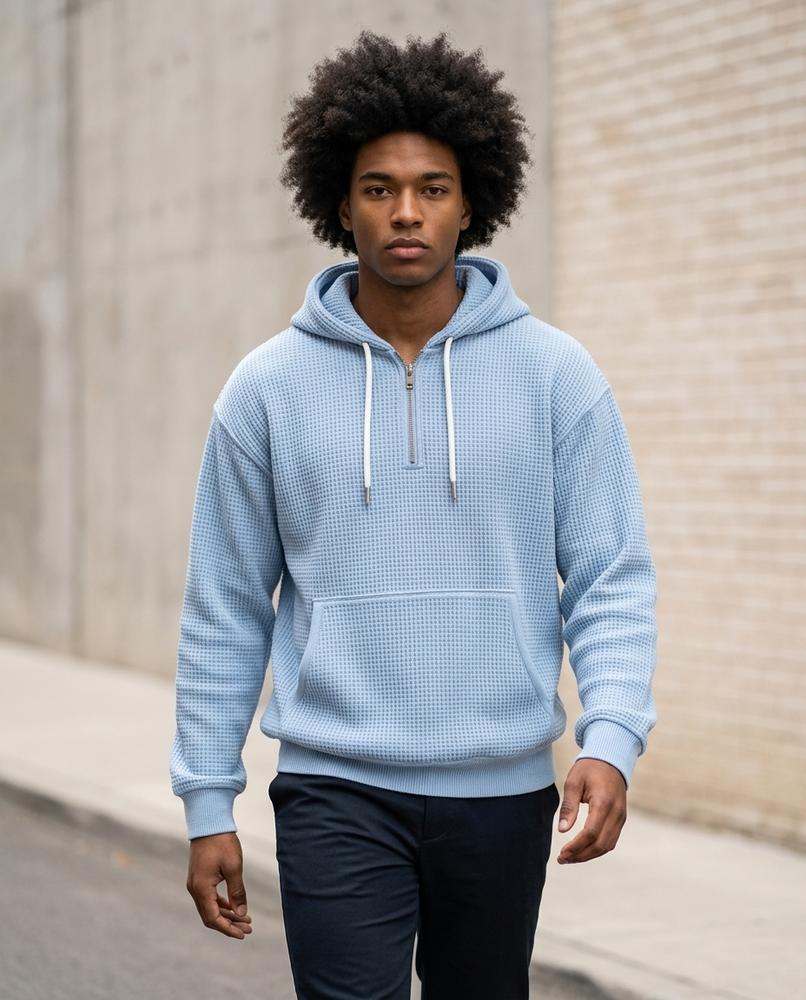 Men's Hoodie – Kevon, Knit texture, Graphic print – Tilly Outlet