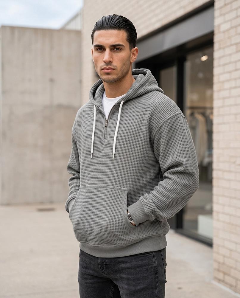 Men's Hoodie – Kevon, Knit texture, Graphic print – Tilly Outlet