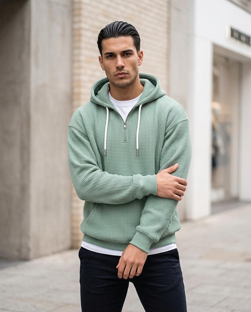 Men's Hoodie – Kevon, Knit texture, Graphic print – Tilly Outlet