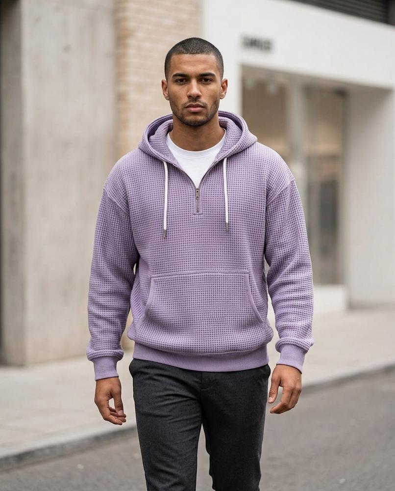 Men's Hoodie – Kevon, Knit texture, Graphic print – Tilly Outlet