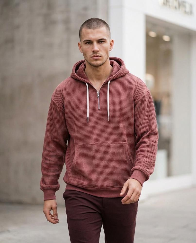 Men's Hoodie – Kevon, Knit texture, Graphic print – Tilly Outlet