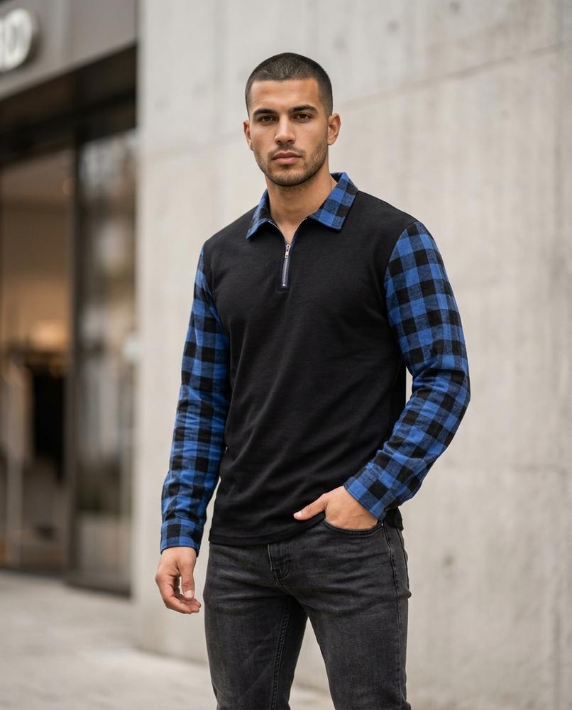 Aifud | Kombiniert Kariert Shirt Herren – Tilly Outlet