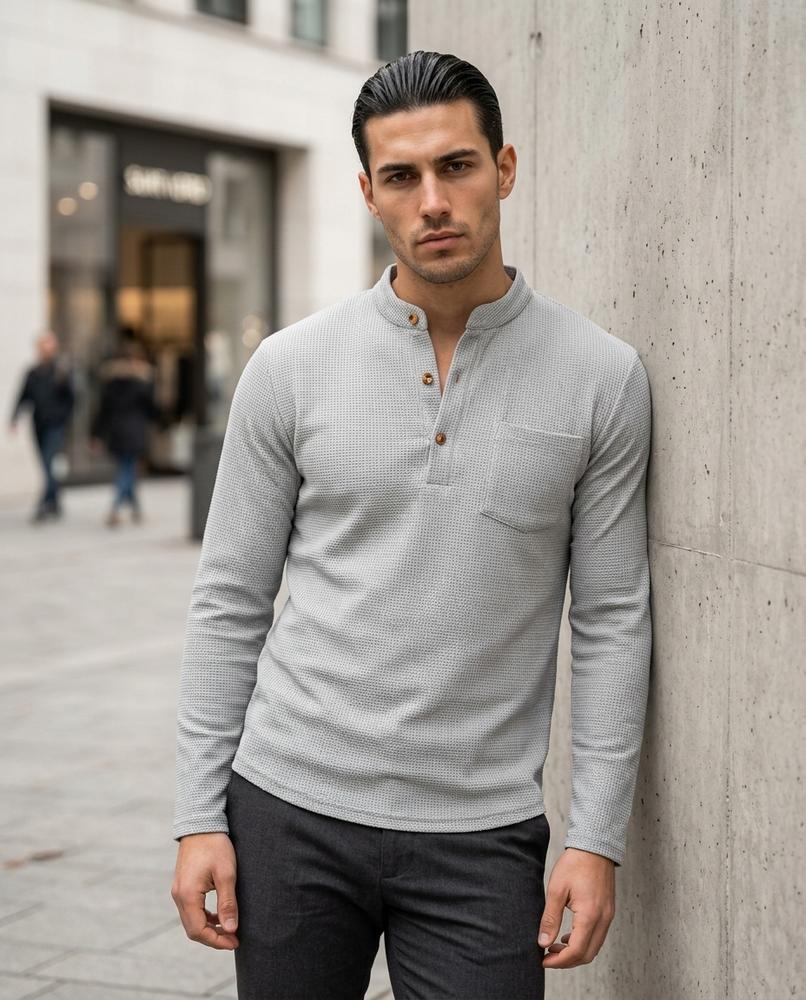 Derik | Strukturiertes Langärmliges Shirt Herren – Tilly Outlet