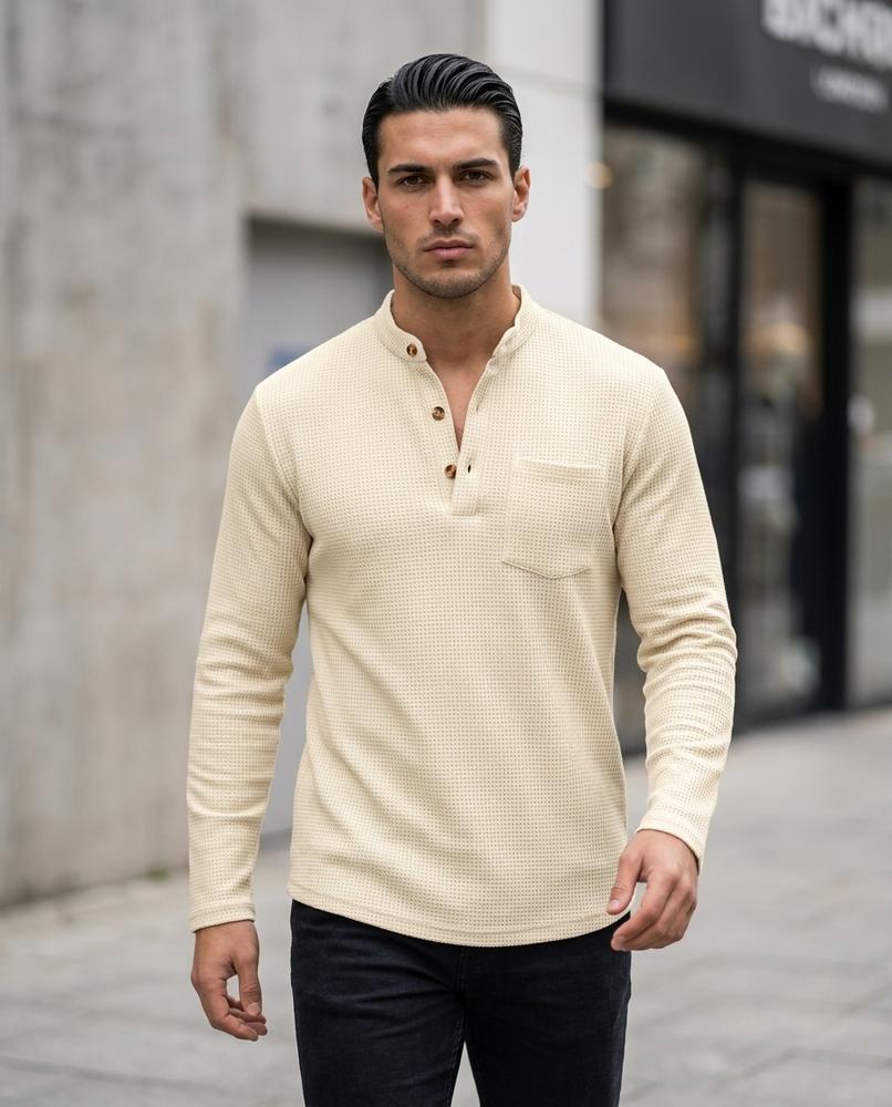 Derik | Strukturiertes Langärmliges Shirt Herren – Tilly Outlet