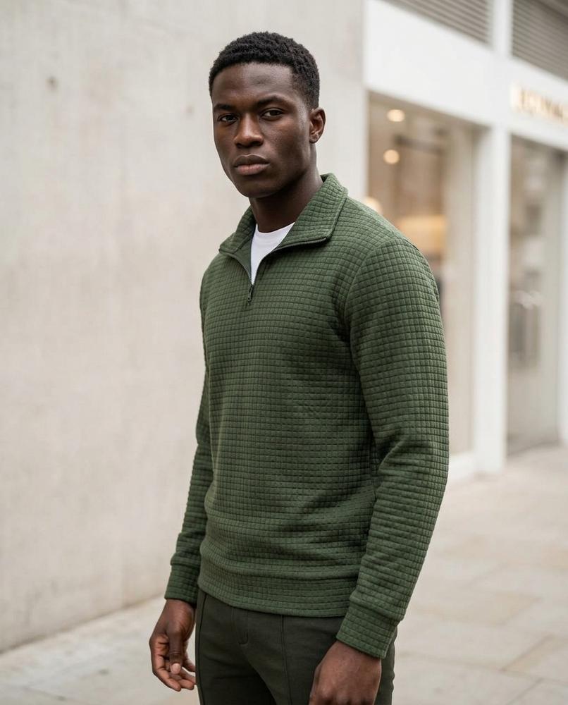 Catet | Strukturierter Gezipster Pullover Herren – Tilly Outlet