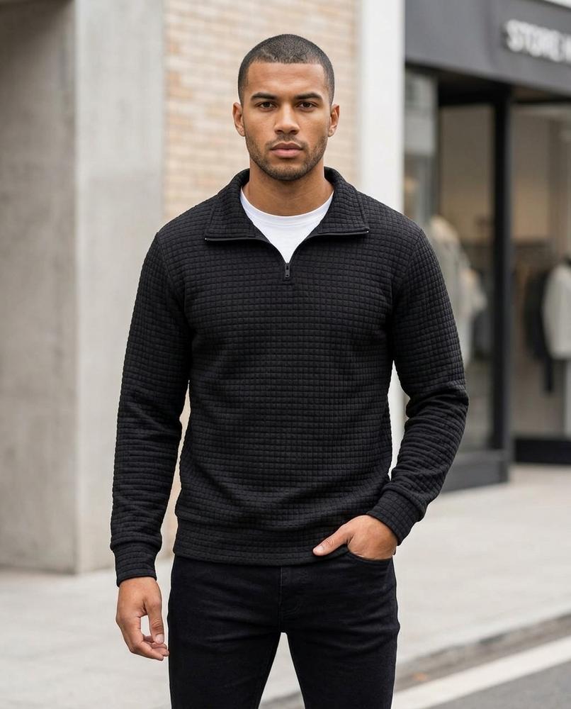 Catet | Strukturierter Gezipster Pullover Herren – Tilly Outlet