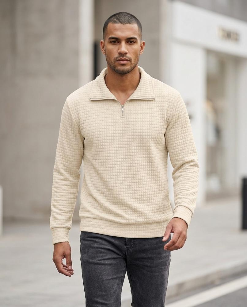 Catet | Strukturierter Gezipster Pullover Herren – Tilly Outlet