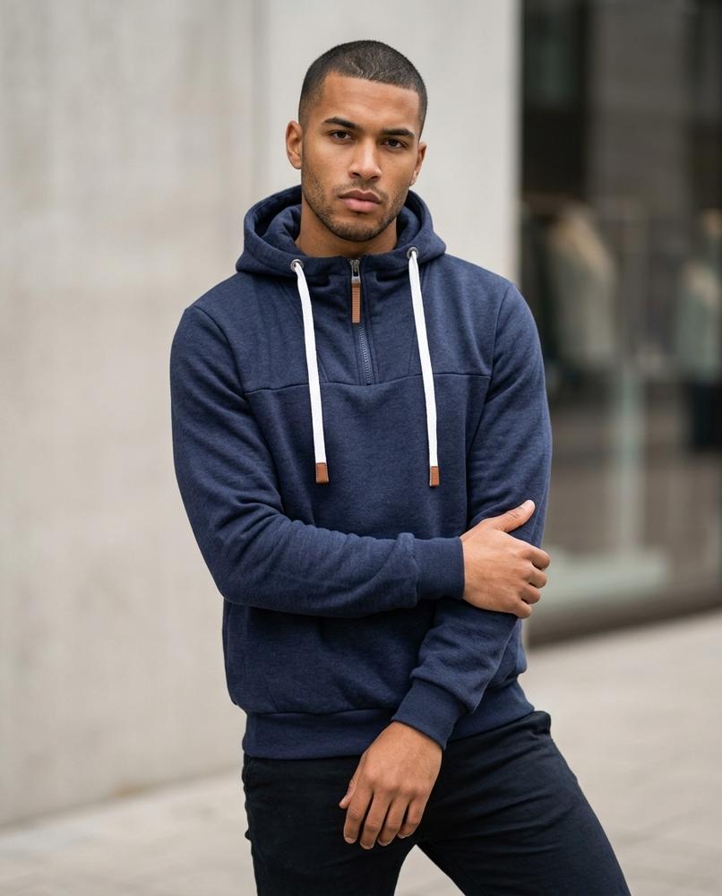 Kufis | Gezipter Kontrastfarbener Hoodie Herren – Tilly Outlet