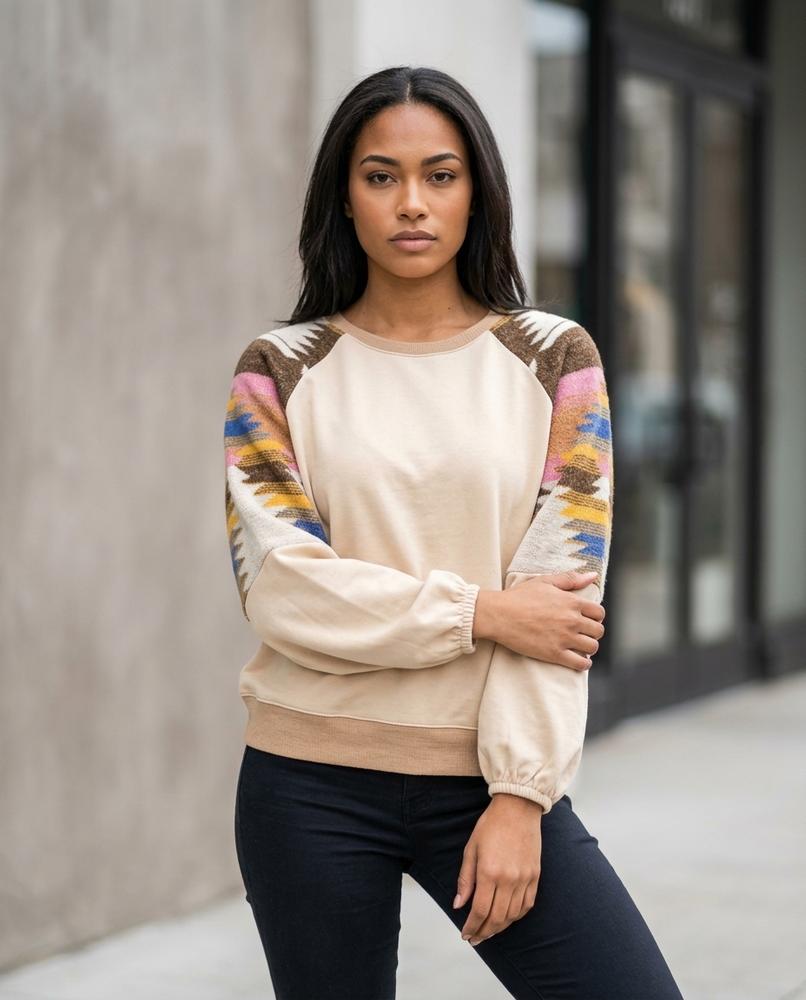 Verel | Kontrastärmelig Rundhals Sweatshirt Damen – Tilly Outlet