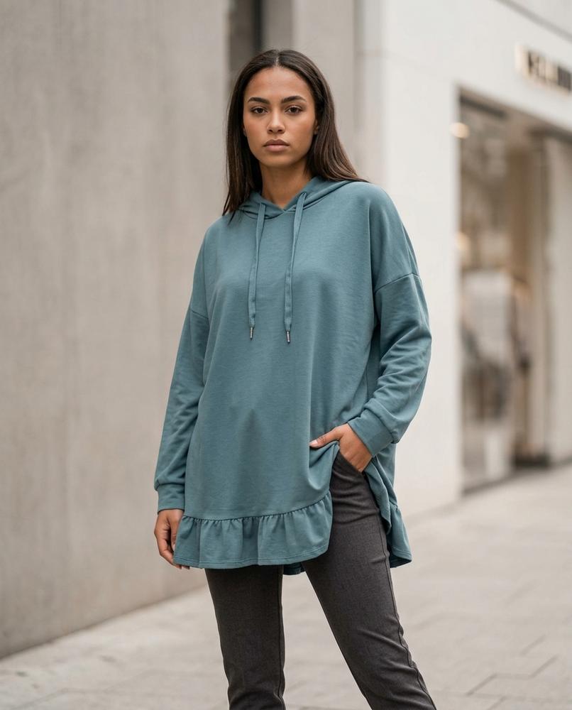 Tadar | Lockerer Gerüschter Hoodie Damen – Tilly Outlet