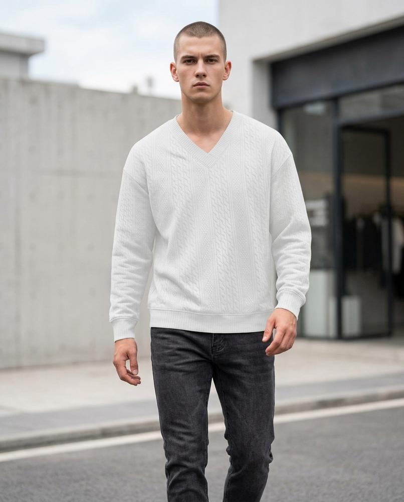 Men's Sweater – Lysil, Textured fabric, An attached hood – Tilly Outlet