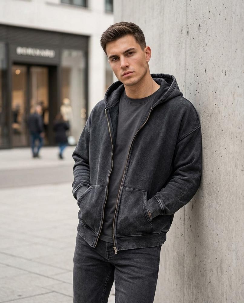 Men's Hoodie – Yiben, Long sleeves, Attached hood – Tilly Outlet